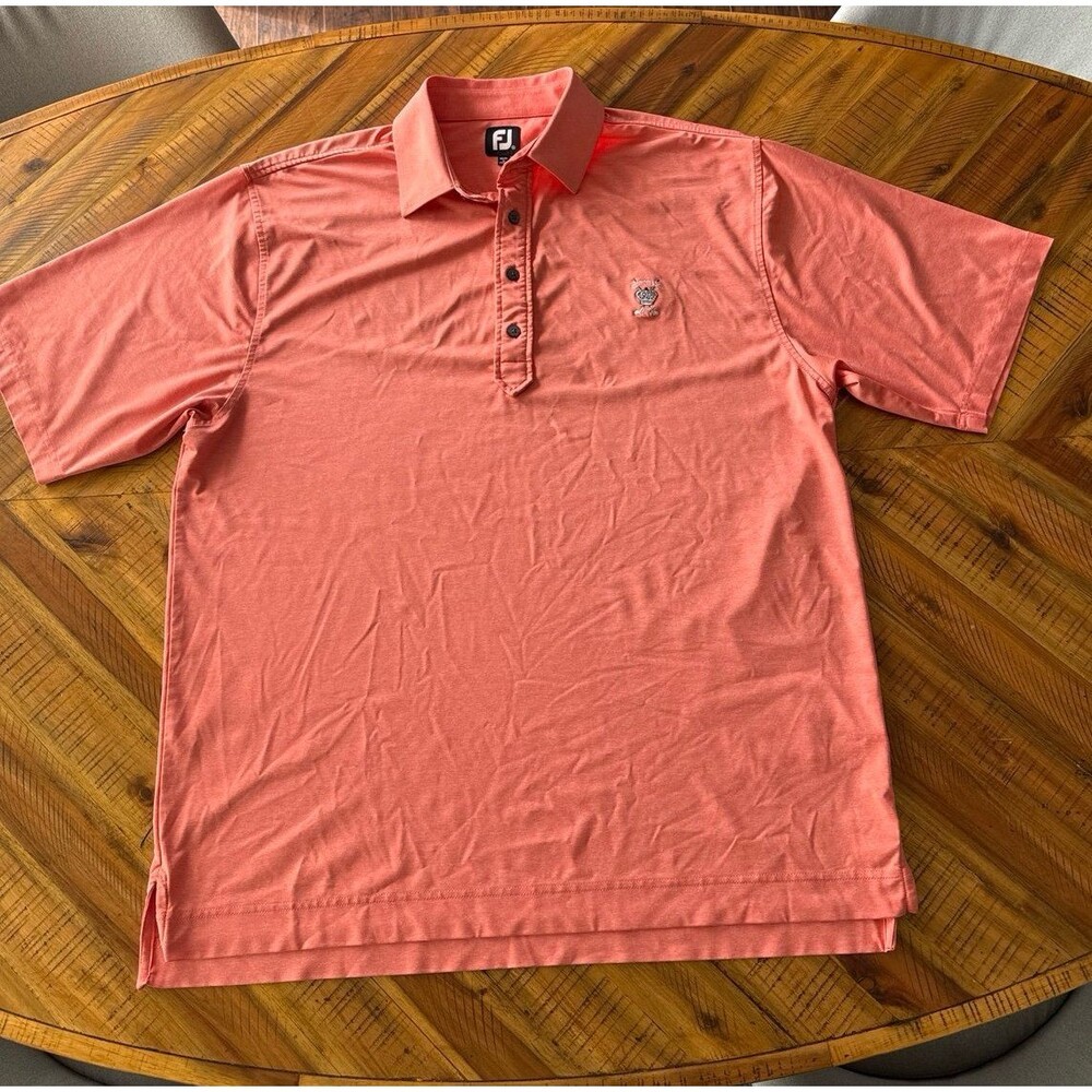 FootJoy Golf Polo Men’s XXL Coral Peach Coronado Golf Club Crest Performance